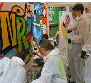 Teambuilding mit Graffiti im Yaam outdoor - Yaam Beach - oder indoor- Skylinegallery