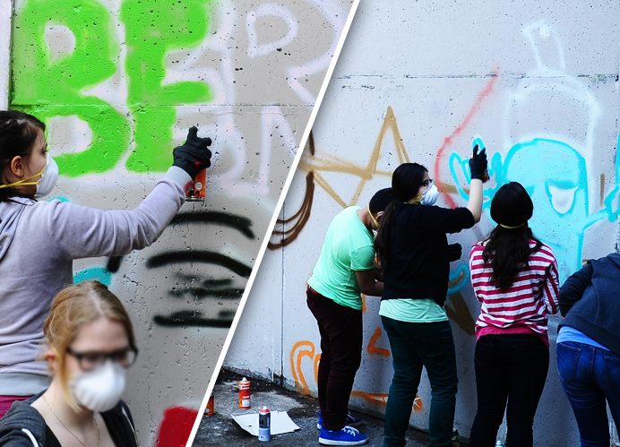 Graffiti-Workshop at YAAM. Urban Artists für Gehörlose Schüler