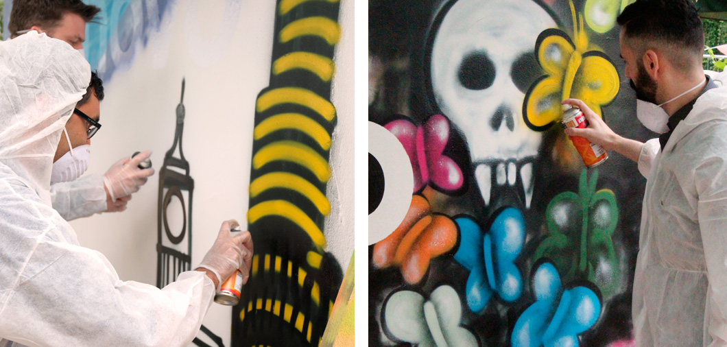 Street Art Incentive Workshop: durch Hilfe der Urban Artists ist Sprühen mit Spühdosen einfach