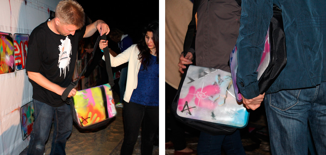 Incentive-Event: personalsierte Graffitti-Taschen als Give Away