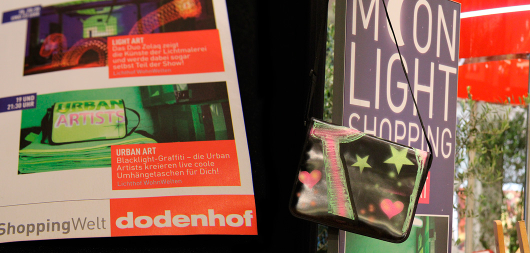 Moonlight Shopping in Kaltenkirchen mit den Urban Artists und den Neon-Taschen als Indoor-Show