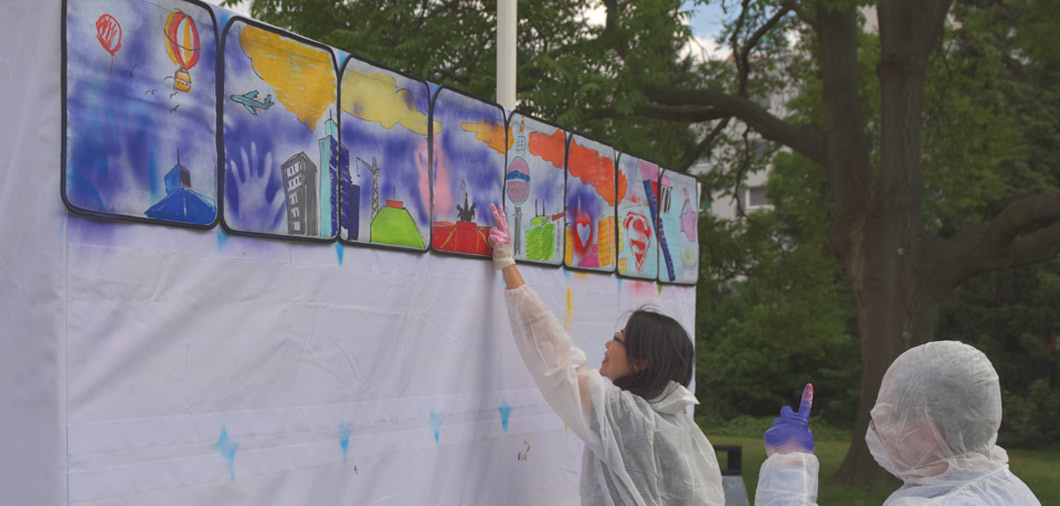 Graffiti Taschenmauer für Event der Urban Artists mit Live-Peformance und Giveaways