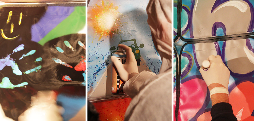 Das Ergebnis - Graffiti Taschen bei diesem Teamevent mit Graffiti und Streetart 