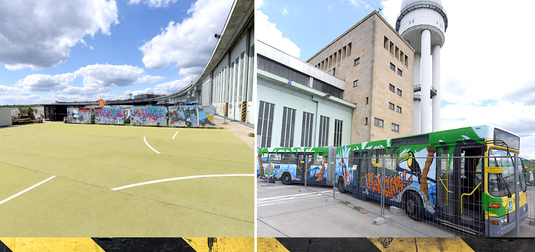 Indoor und Outdoor Location Flughafen Tempelhof for Graffiti-Woirkshops Teamevent Berlin mit Urban Artists - urbanartists.de