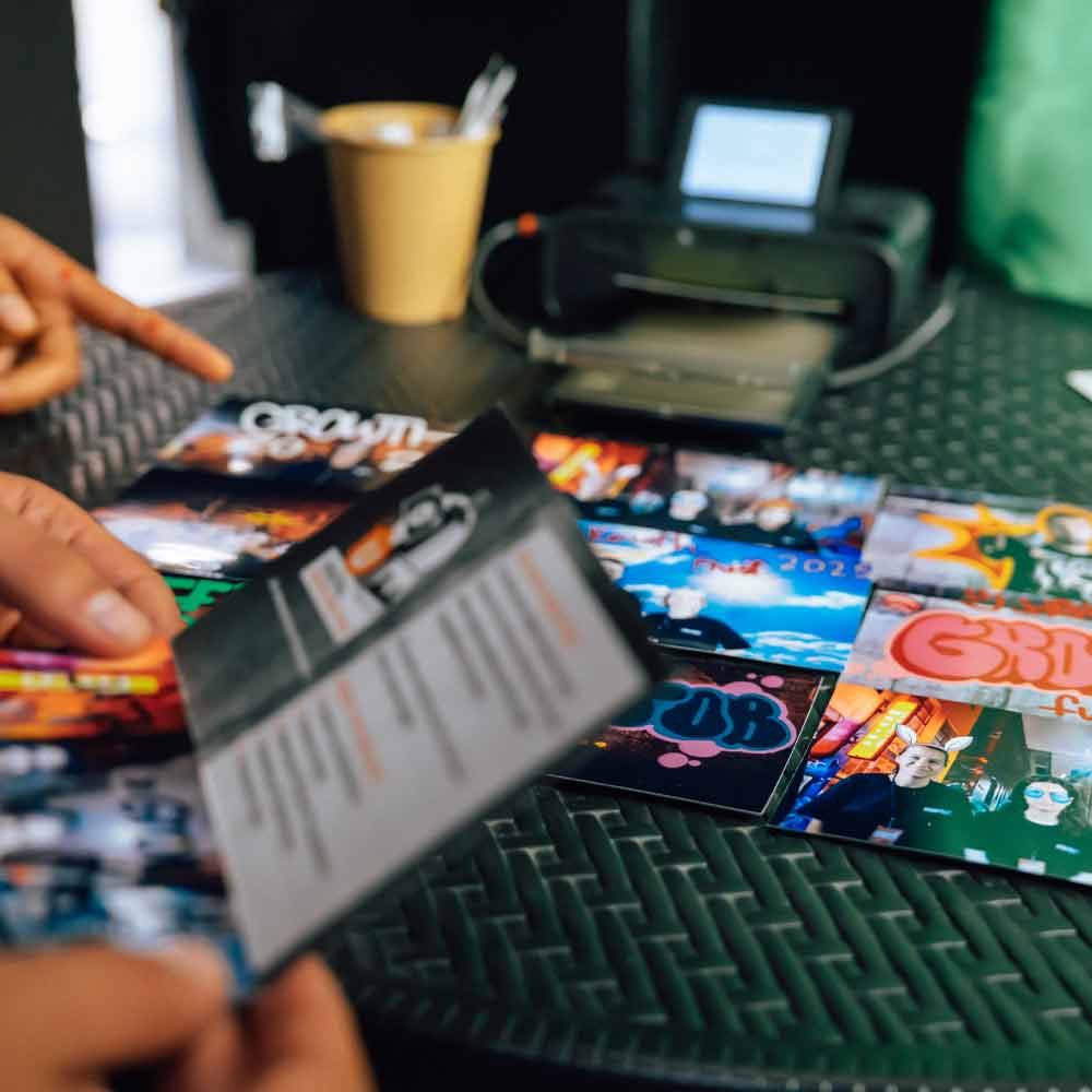 Growth festival, BIlder ausgedruckt von der Digital Graffiti Wall Teamevent